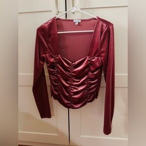 🆕Dark pink special ocassion blouse V neck